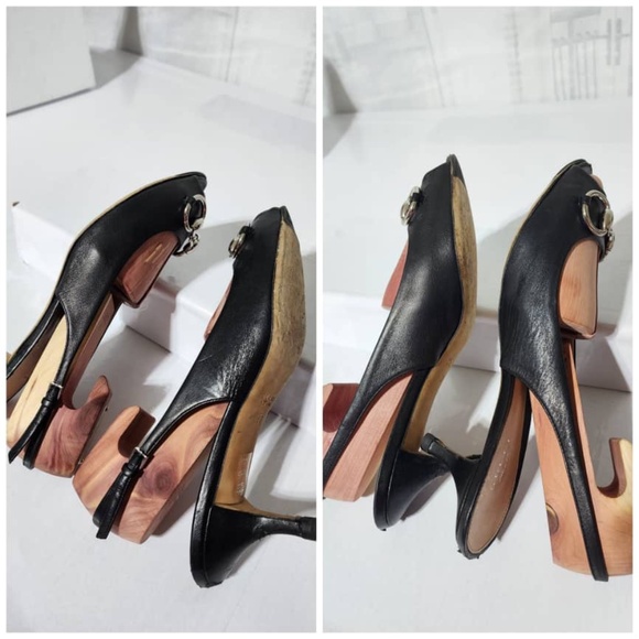 Authentic Gucci Leather Horsebit Peep Toe Platform Pumps Black Size 39 - Picture 9 of 13